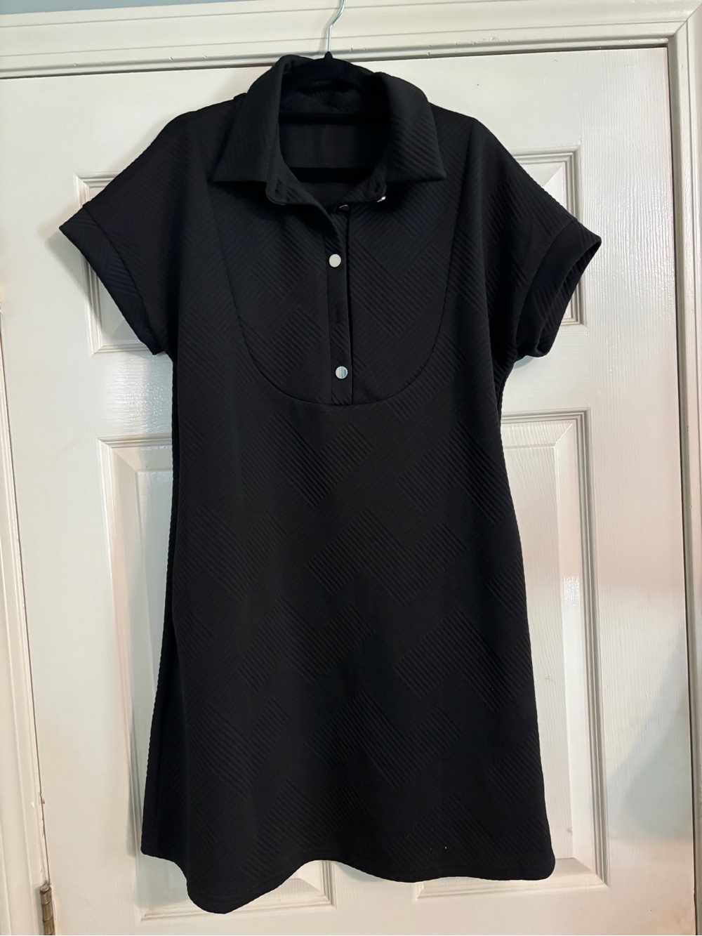 Black Short-Sleeve Polo Dress